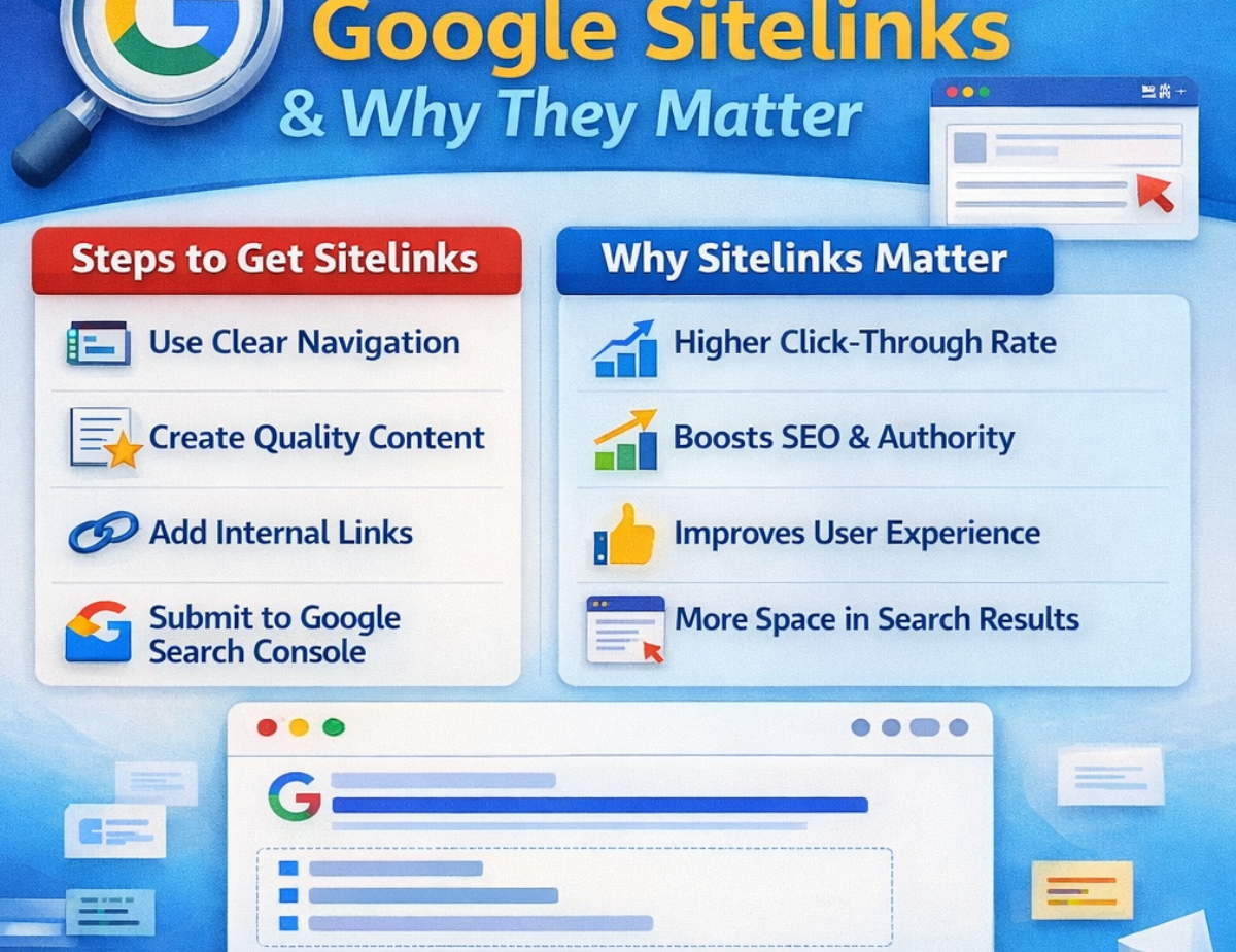 How to Get Google Sitelinks & Why They Matter 2 Google sitelinks example showing internal links under a main search result