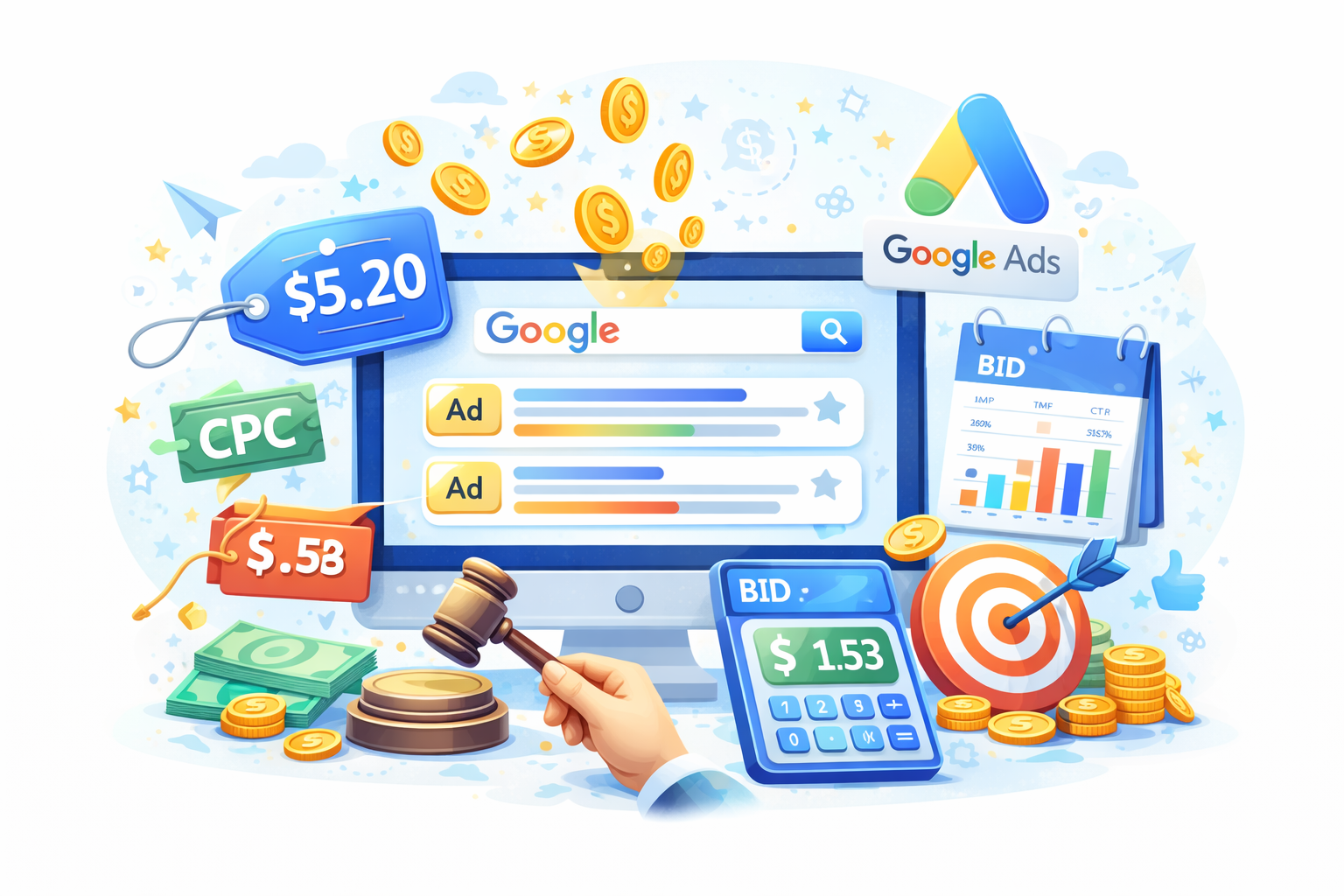 Keyword Cost in Google Ads: CPC Rates, Bidding Strategies