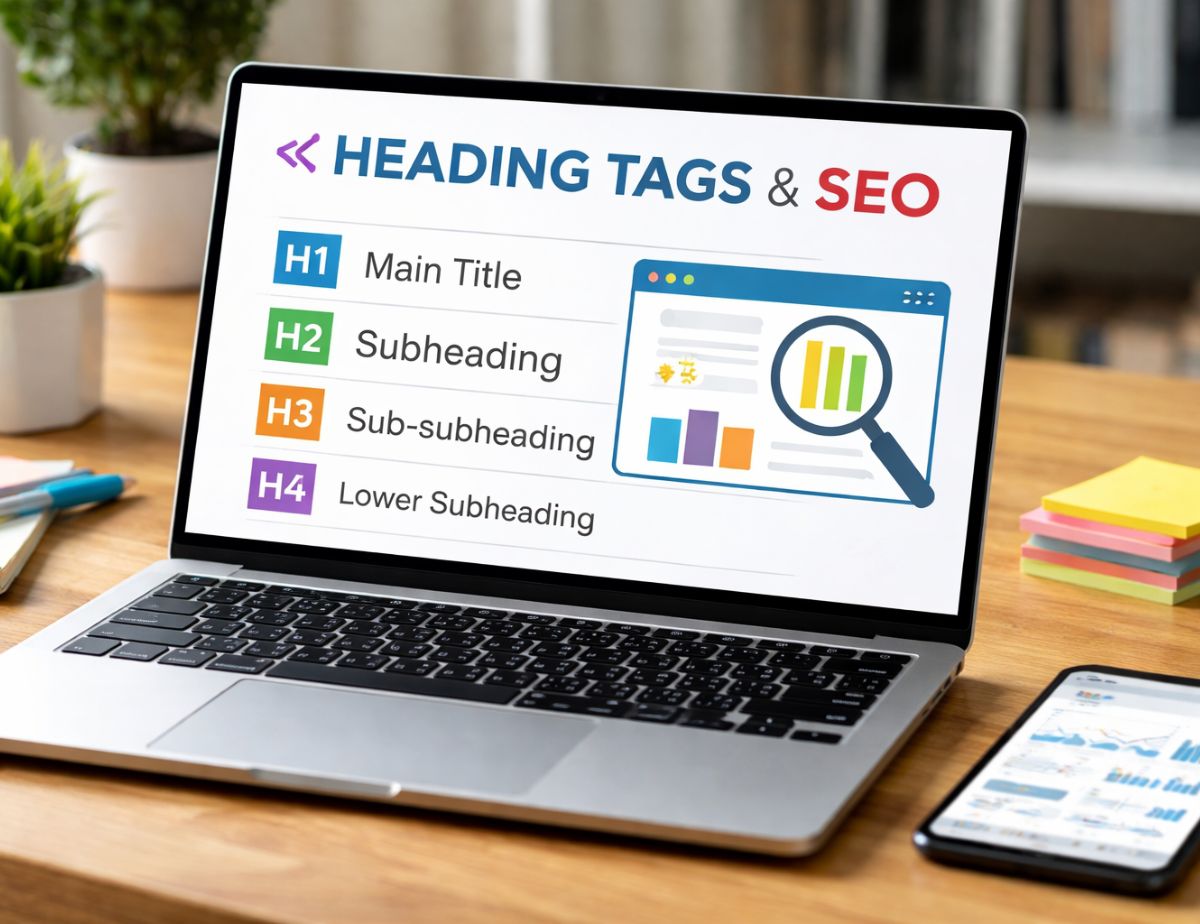 “Example of heading tags (H1, H2, H3) structuring webpage content for SEO”