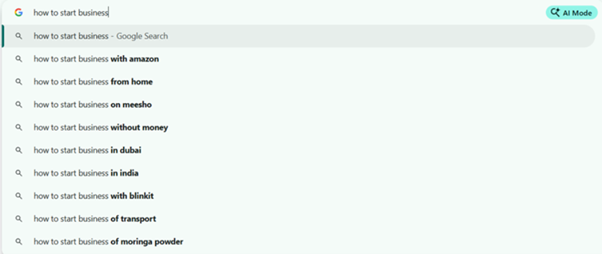 Google search suggestions for how to start a business keyword ideas